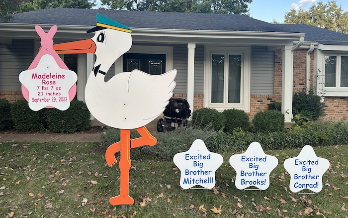 Stork Sign With Siblings